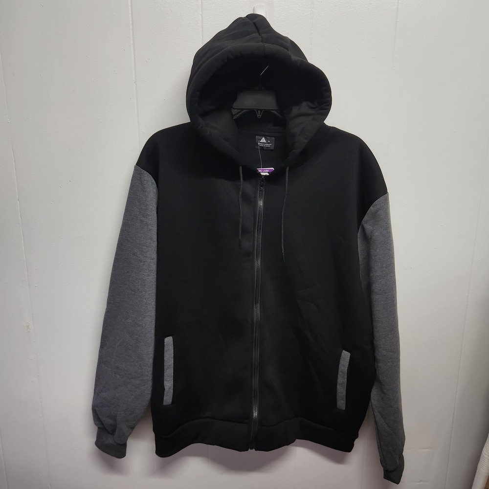 Speedrun Hoodie Mens XL Black Gray Full Zip Hooded Athletic Jacket Polyester